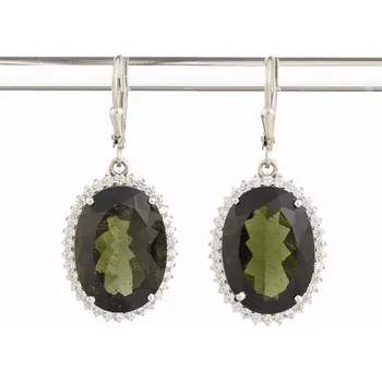 Náušnice My Moldavite Stříbrné náušnice s vltavíny a zirkony ER010