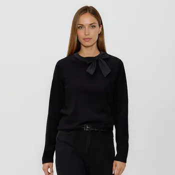 Dámský svetr Reserved - Svetr s ozdobnou mašlí - černý - 026GS-99X - 026GS-99X-L