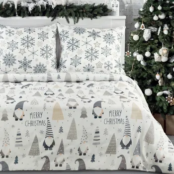 Povlečení Vánoční povlečení 220x200 cm bavlněné renforcé, bílé a ocelové