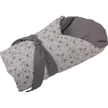 Zavinovačka JAN Peřová zavinovačka 90x90cm DRÁČEK HP šedá + potah 10197 růžičky +10196 puntík