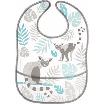 Bryndák CANPOL BABIES Plastový bryndák s kapsou JUNGLE Grey - modrý
