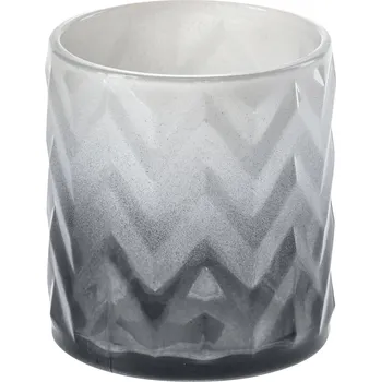 Svícen Skleněný svícen na čajové svíčky Amaya, 7x8 cm - antracitová/bílá
