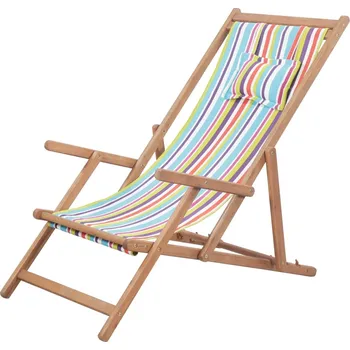 Zahradní nábytek vidaXL Marketos Skládací plážové křeslo látka a dřevěný rám vícebarevné
