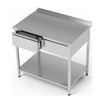 Dílenský stůl Nerezový pracovní stůl se zásuvkami a spodní policí 110x60x85 cm | FORGAST