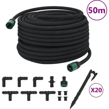 Zahradní hadice vidaXL Zahradní zavlažovací hadice černá 0,6" 50 m pryž