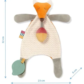 plyšák BABYONO 1443 Skinny Mate PETE Usínáček plyšová hračka s klipem na dudlík, 0m+ liška