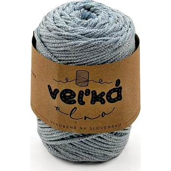 Příze VEĽKÁvlna VEL'KÁ vlna bavlněná šňůra na háčkování 2mm Pomněnka se stříbrnou nitkou