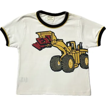 OSTATNÍ Dětské tričko kr.rukáv bílé, žlutý BAGR vel. 80cm (12-18m)