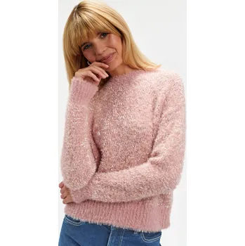 Dámské tričko Top Secret pletený elegantní svetr světle růžový Velikost: 38