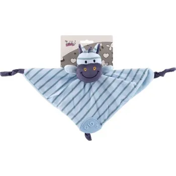 Hračka pro kojence TULILO Zebra plyšový usínáček kousátko 25x25cm modrý 0m+