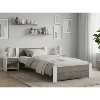 Postel Postel IKAROS 90 x 200 cm, bílá/dub lanýž Rošt: S laťkovým roštem, Matrace: Bez matrace