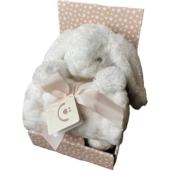 Dětská deka BOBOBABY BOTOBABY Dárkový SET Plyš deka 75x100cm a zvířátko KRÁLÍČEK ecru