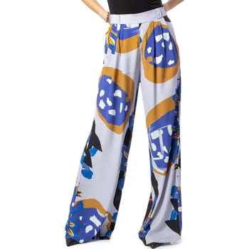 Dámská móda Desigual dámské vzorované kalhoty DESIGUAL modrá | šedá | hnědá 3458015