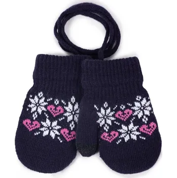 Rukavice YOCLUB Dětské zimní pletené rukavice paleček NORSKÝ vzor NAVY vel. 10cm