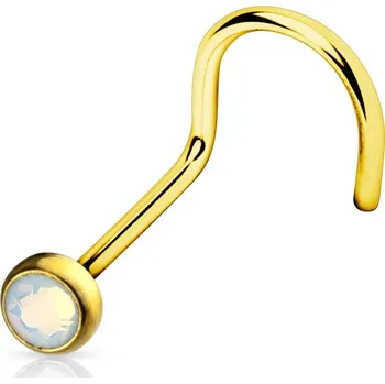 Piercing Atreya Piercing - ocelová nosovka barevná s čirým opálem Barva: Zlatá