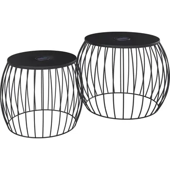 Konferenční stolek Set černých odkládacích stolků Frost 49 x 43 x 49/40 x 37 x 40 kov