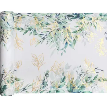 Santex Běhoun na stůl - Zlaté listy 28 x 300 cm Barva: Zelená