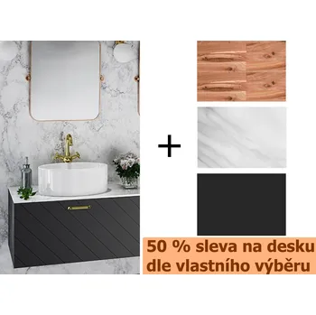 Koupelnový nábytek Spodní skříňka FLOO černá matná + 50 % sleva na desku dle vlastního výběru, Černá, 60, 50, 40, Levá varianta NASUF654NCL-NABFDSM60 + slevový kód