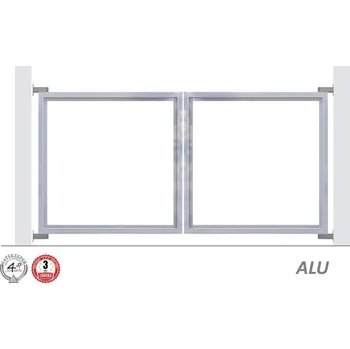 brána Dvoukřídlá brána hliníková bez sloupků - 5000 x 1000-2000 mm