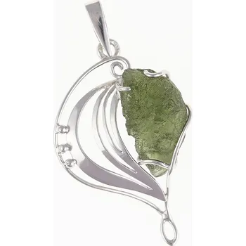 Přívěsek My Moldavite Stříbrný přívěsek s přírodním vltavínem – srdce 013-15155