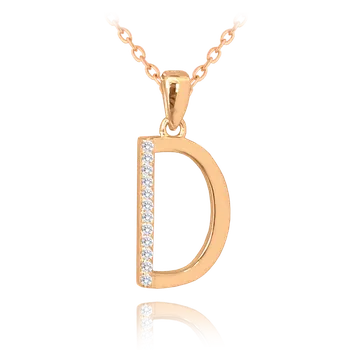 Náhrdelník Moonlit Stříbrný náhrdelník s písmenem D zdobený zirkony pozlacený rose