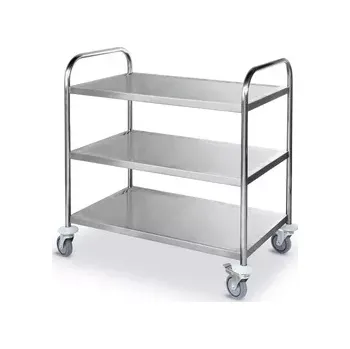 Servírovací stolek Nerezový skládací číšnický vozík se 3 policemi HENDI 810101