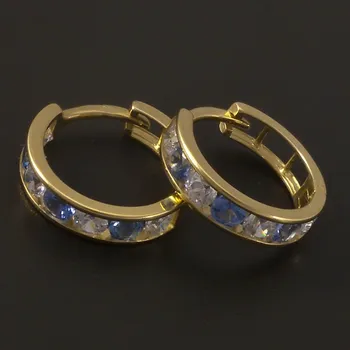 Náušnice Goldpoint Dětské náušnice žluté zlato modré a bílé zirkony Váha: 1.50 g