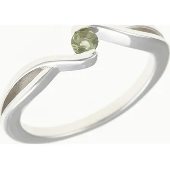Prsten My Moldavite Stříbrný prsten s vltavínem 433-14213 55 mm