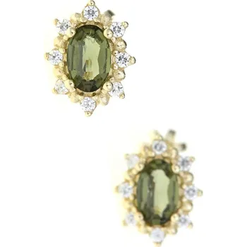 Náušnice My Moldavite Zlaté náušnice s vltavíny a zirkony AUVZ2001-3