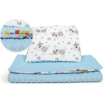 Příslušenství pro přepravu dětí TOMI Peřinky do kočárku 50x75, 30x35cm MINKY TEDDY modré