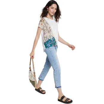 Dámské oblečení Desigual T-Shirt Donna DESIGUAL bílá | světle modrá | krémová 3457881