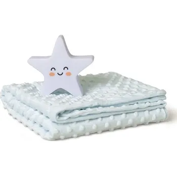 Lampička INTERBABY | SET Deka měkká KULIČKY 80x110 + lampička HVĚZDA - zelená