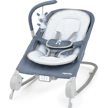 INGENUITY Lehátko vibrující s melodií Happy Belly™ Rock-to-Bounce - Chambray 0m+ do 9kg