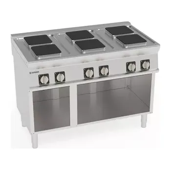 Sporák Elektrický sporák na otevřeném podstavci 6 čtvercových polí. 22x22 cm | TECNOINOX 716014