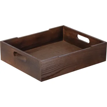 Úložný box Dřevěný box Gautier s úchyty, 32,5x26,5x8 cm (GN 1/2) - hnědá