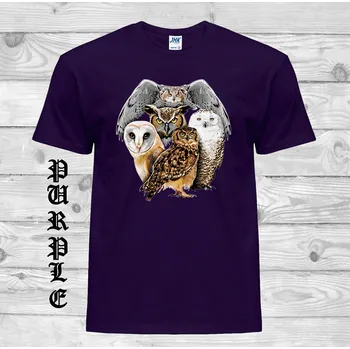 Pánská móda panske-levne-bavlnene-tricko-digi-potisk-sovy Barva: Purple - purpurová, velikost: XS