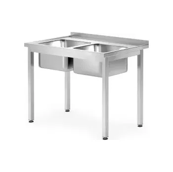 Jídelní stůl Stůl s umyvadlem se 2 mísami, 100x70x85 cm | HENDI 812952