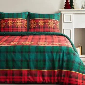 Povlečení Vánoční povlečení 220x200 cm bavlněné renforcé, červené a zelené