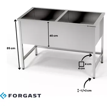 Bazén Nerezový dvoukomorový bazén (40 cm hluboký) 120x60x85 cm | FORGAST