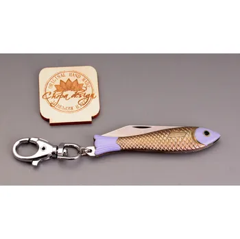 Nůž rybička zlatá malovaná - fialová