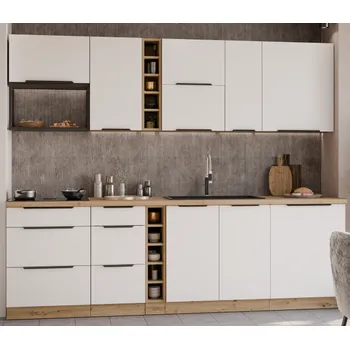 Kuchyňská linka Kuchyňská linka ARIA, sestava A 1 (ZM), 255 cm, 13 skříněk, bílá/artisan