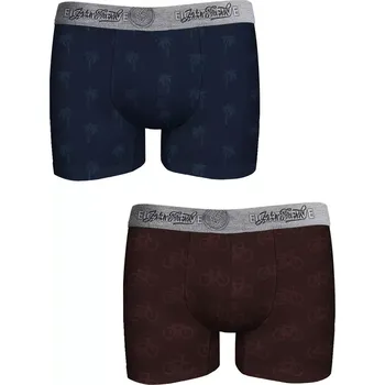 Boxerky Pánské pohodlné boxerky John Frank JF2BEF44 2 Pack – navy-bordo velikost XL