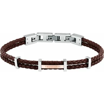 Náramek Trussardi Pánský náramek z pletené hnědé kůže T-Leather TJAXZ12 + 2 měsíce na vrácení zboží