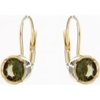 Náušnice My Moldavite Zlaté náušnice s vltavíny AUV2032-4WG