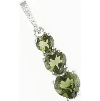 Přívěsek My Moldavite Stříbrný přívěsek s vltavínem a zirkony - srdce 228Z-14064