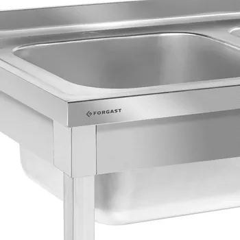 Nerezový dřez Nerezový stůl s dvoukomorovým dřezem 100x60x85 se šrouby | FORGAST FG15335