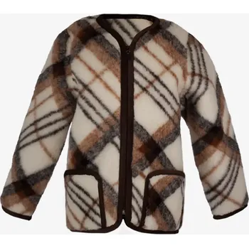 Dámský kabát Vlněný kabátek kostka Smetanová, hnědý vzor XL