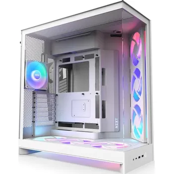PC skříň NZXT skříň H9 Flow ARGB+ dvoukomorová ATX / 6xRGB 140 mm / 1x 120mm fan / prosklená / controller / bílá