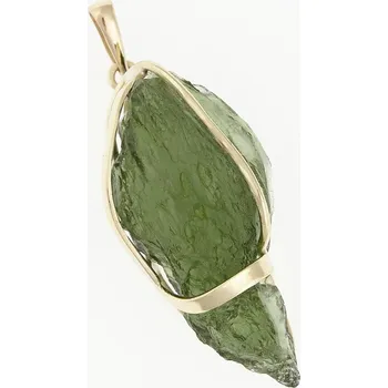 Přívěsek My Moldavite Zlatý přívěsek s přírodním vltavínem 9483-11428