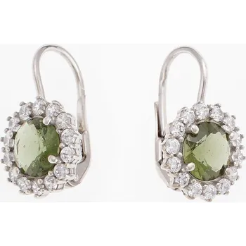Náušnice My Moldavite Stříbrné náušnice s vltavíny a zirkony 2073-4